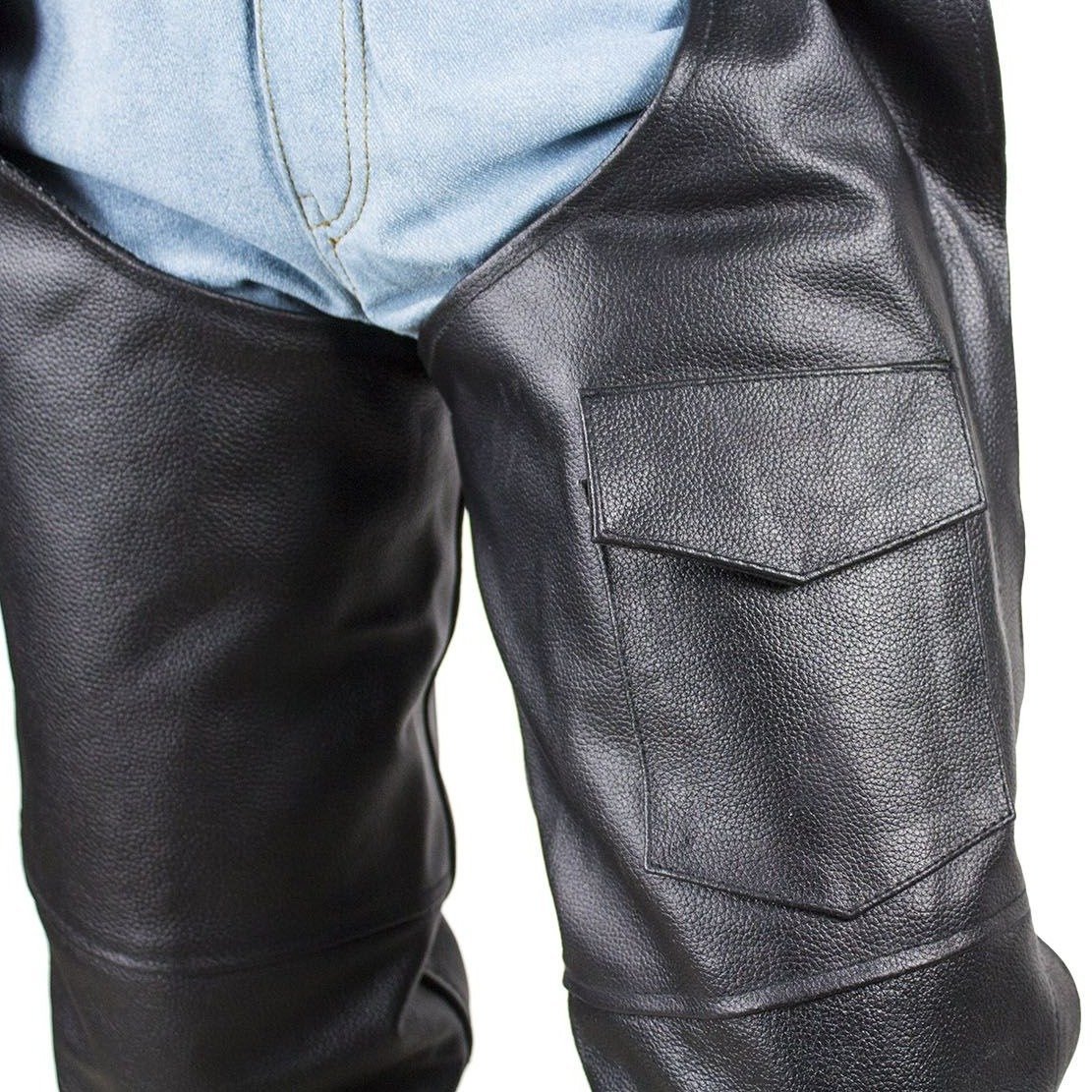 Plain Motorcycle Leather Chaps for Men or Women - SKU C4325-04-DL