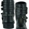 Leather Motorcycle Boots - Women's - Black - Side Zippers - DS9767-DS