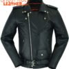 Leather Motorcycle Jacket - Men's - Police Style - Big and Tall - DS712TALL-DS