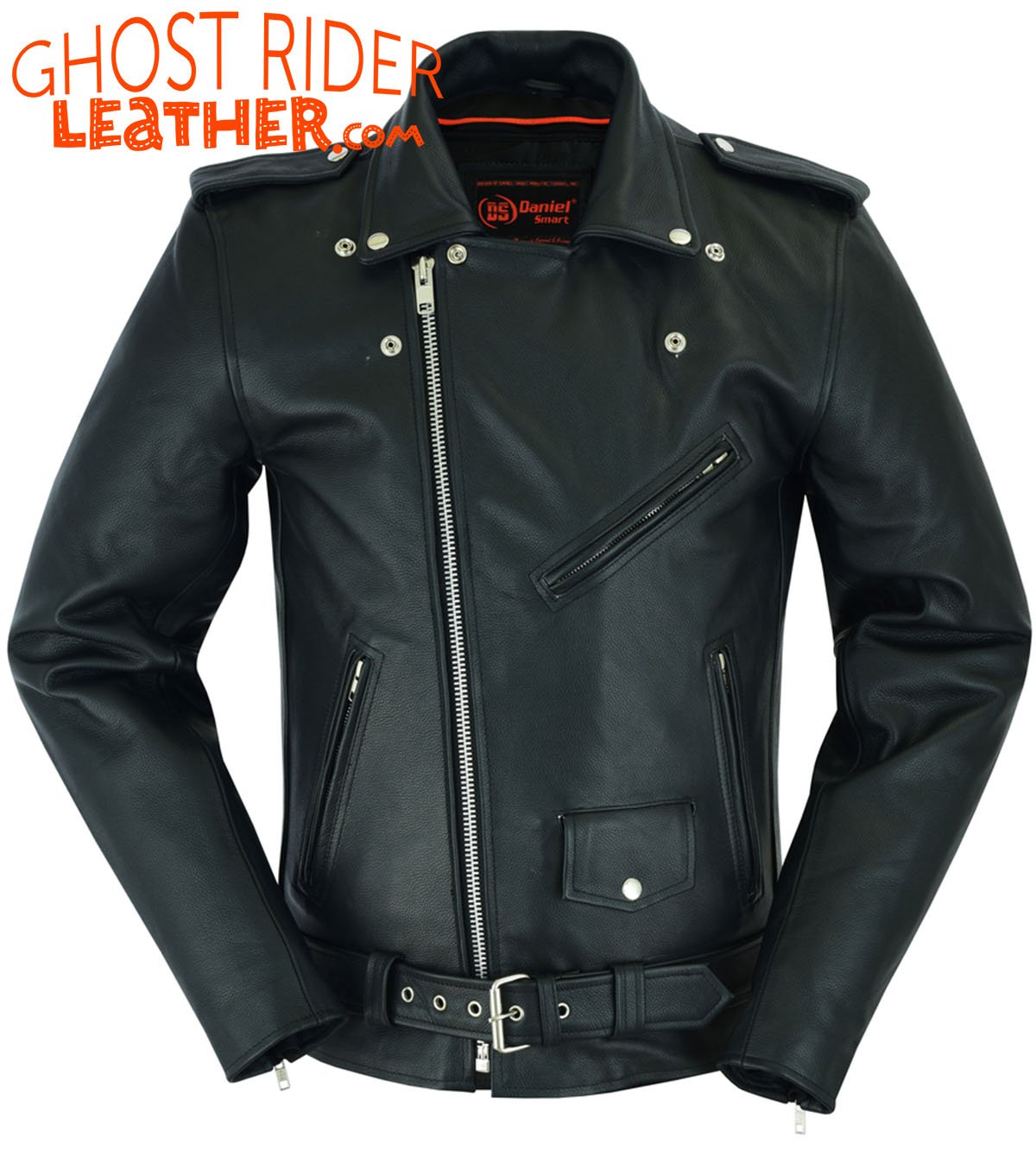 Leather Motorcycle Jacket - Men's - Police Style - Big and Tall - DS712TALL-DS