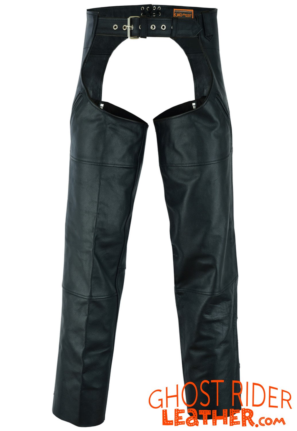 Men's Leather Chaps - Motorcycle - Unisex - Dual Deep Pocket - Up To 8XL - DS-410-DS