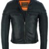 Men's Tall Leather Motorcycle Jacket - Big and Tall - Men's Racer Jacket - DS701TALL-DS