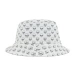 Simple Skulls Pattern - Black on White - Biker Bucket Hat