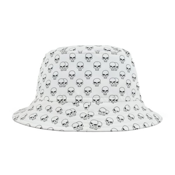 Simple Skulls Pattern - Black on White - Biker Bucket Hat