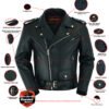 Leather Motorcycle Jacket - Men's - Armored - Up To 12XL - DS761-DS