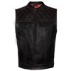 Leather Vest - Men's - Motorcycle Club - Red Paisley Lining - Up To 62 - MV7320-RT-PD-88-DL