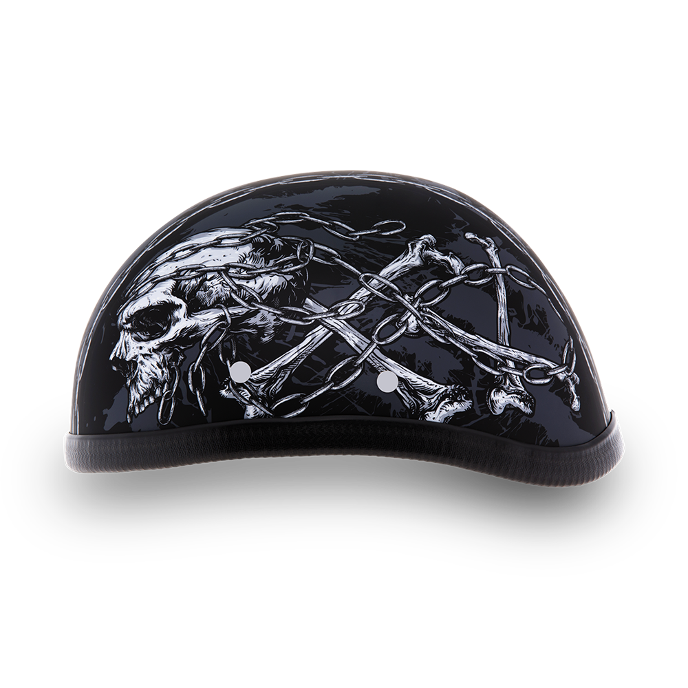 Novelty Motorcycle Helmet - Skull Chains - Eagle Shorty - 6002SC-DH