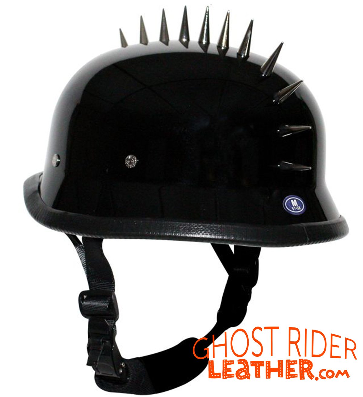 Novelty Motorcycle Helmet - Spiked - Gloss Black - German - H402-02-DL Novelty Motorcycle Helmet - Spiked - Gloss Black - German - H402-02-DL