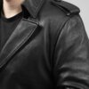 Leather Coat - Men's - Black - Fashion Leather Jacket - Parker - WBM6006-FM