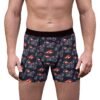 Motorcycle and Flames - Red White on Black - Men's Boxer Briefs (AOP)