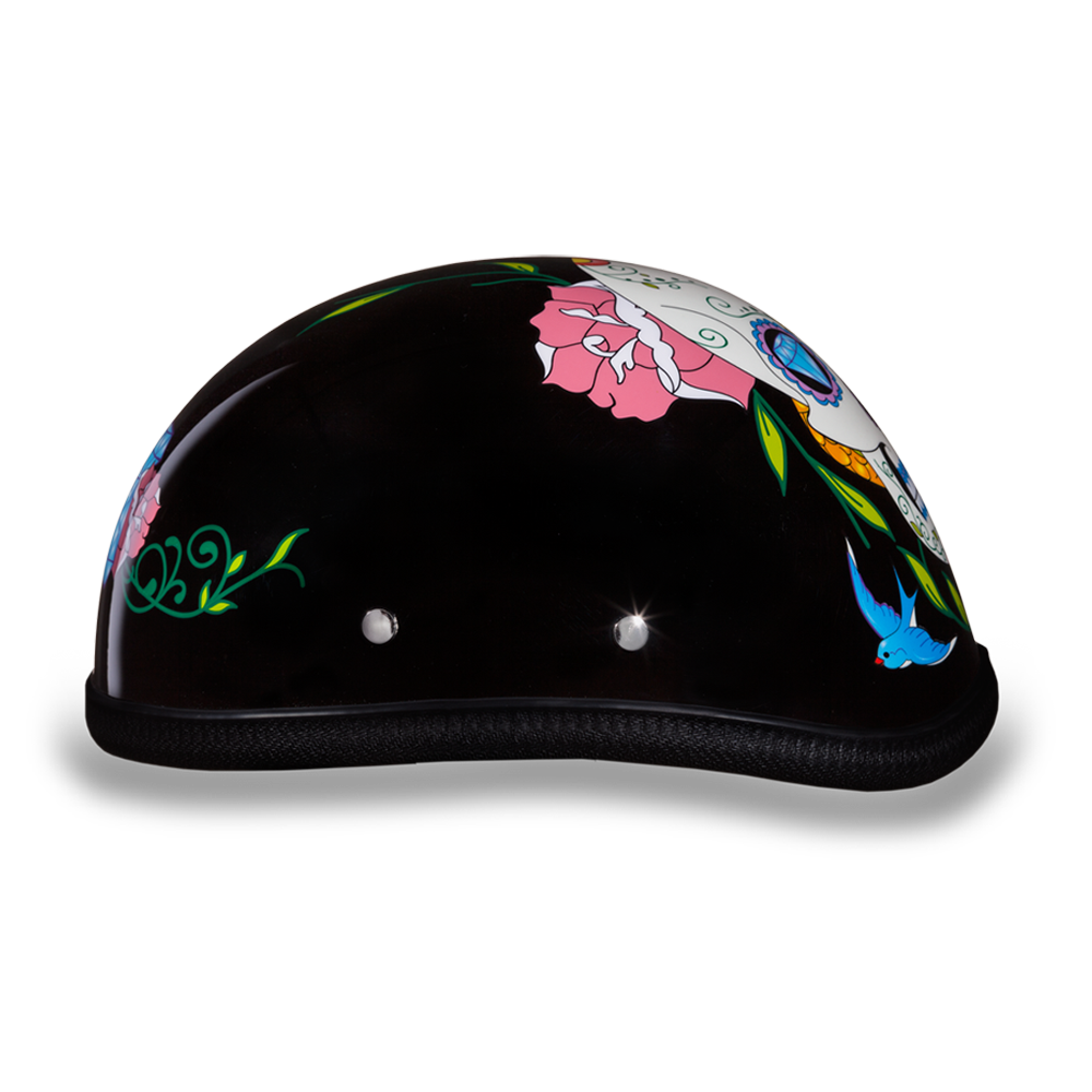 Novelty Motorcycle Helmet - Diamond Sugar Skull - Eagle Shorty - 6002DS-DH