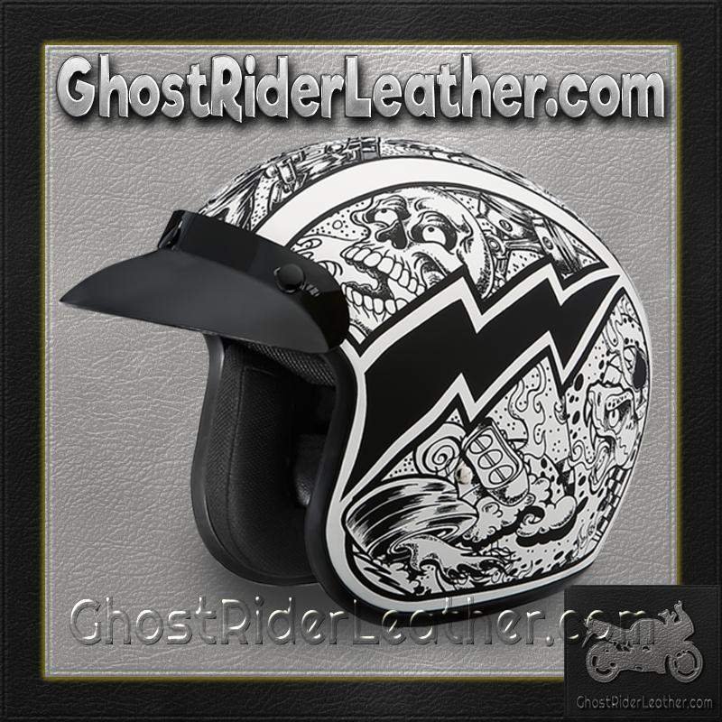 DOT Motorcycle Helmet - Graffiti - Open Face - Cruiser - DC6-G-DH