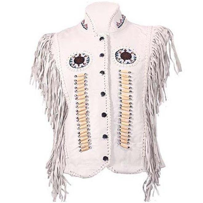 Leather Vest - Women's - White Wedding Style - Beaded - Boned - LV426-DL Size Chart