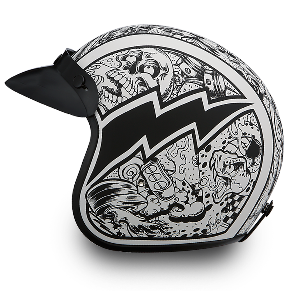 DOT Motorcycle Helmet - Graffiti - Open Face - Cruiser - DC6-G-DH