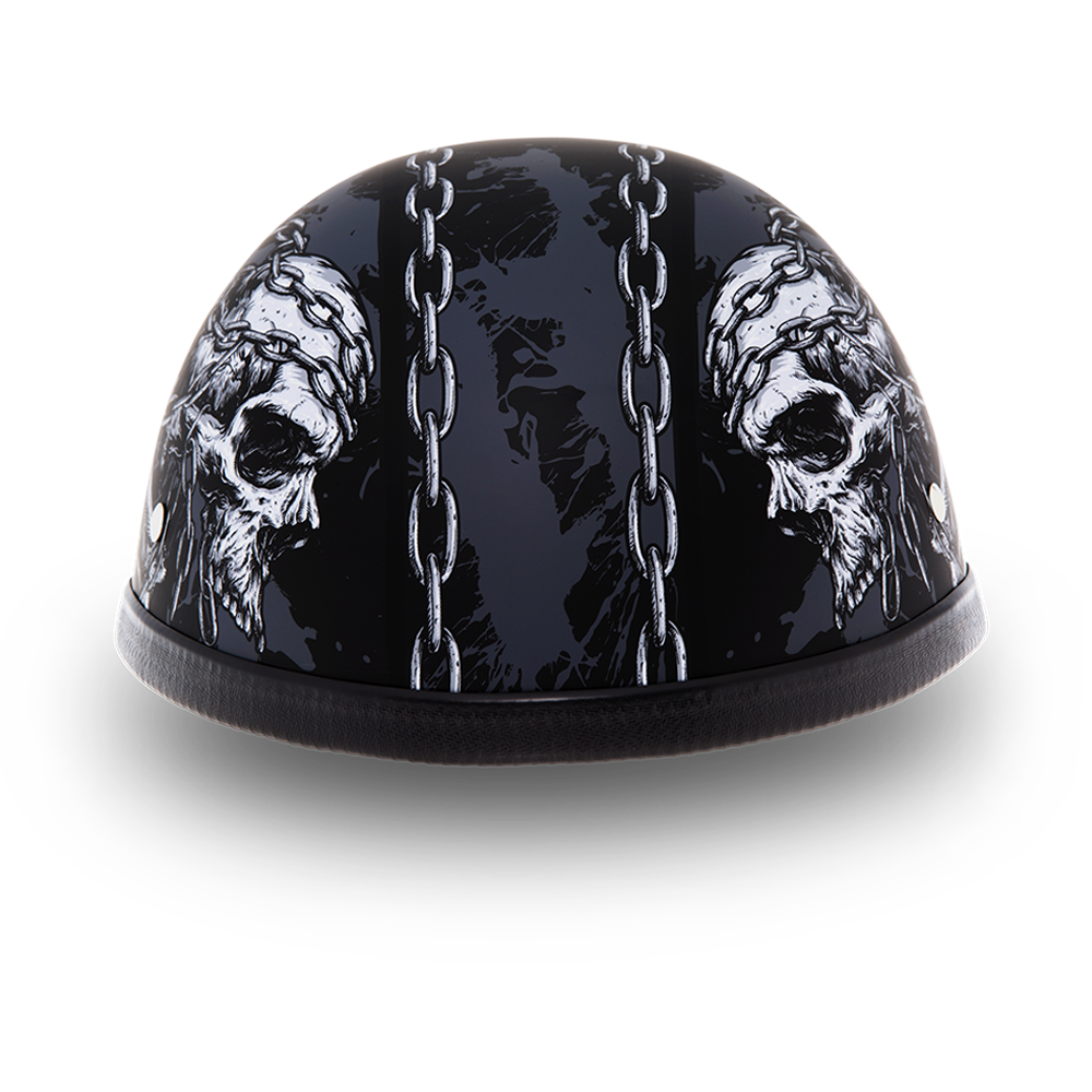 Novelty Motorcycle Helmet - Skull Chains - Eagle Shorty - 6002SC-DH