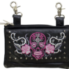 Leather Belt Bag - Hot Pink - Sugar Skull Roses - Handbag - BAG35-EBL14-PINK-DL
