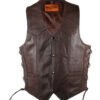 Leather Motorcycle Vest - Men's - Brown - Up To Size 64 - MV303-BRN-11-DL