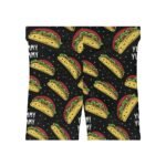 Doodle Tacos - Red Green Yellow on Black - Text Yummy Yummy - Women's Biker Shorts