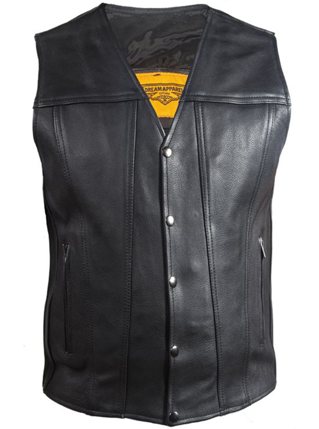 A Men's Classic Motorcycle Club Vest - Leather - Concealed Carry Pockets - MV8014-DL