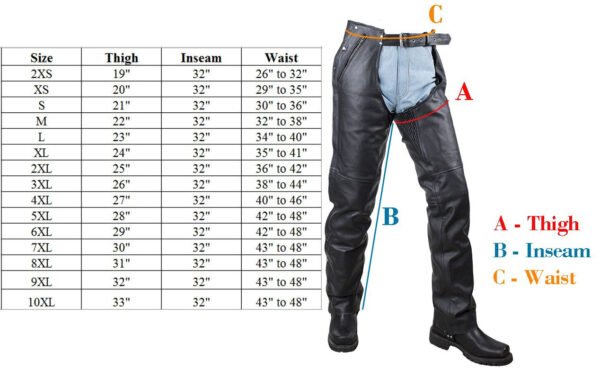 Leather Motorcycle Chaps - Braid Design - Men or Women - Naked - C326-11-DL