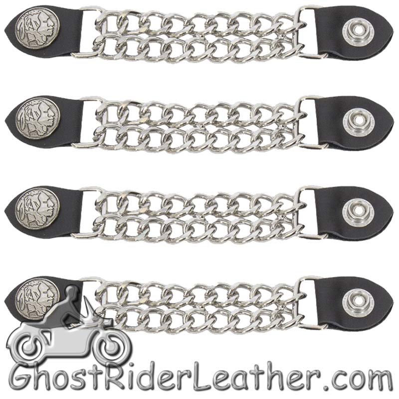 Set of Four Indian Head Nickel Vest Extenders with Chrome Chain - AC1054-DL