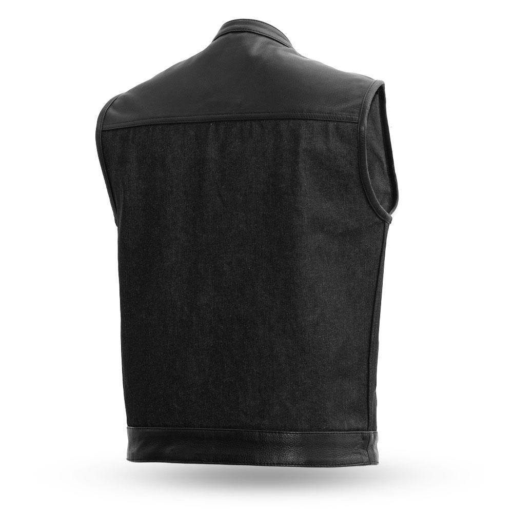 Denim and Leather Motorcycle Vest - Men's - Up To 5XL - 49/51 - FIM662DM-FM