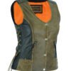 Women's Two Tone Leather Vest With Grommet and Lacing Accents - DS298-DS