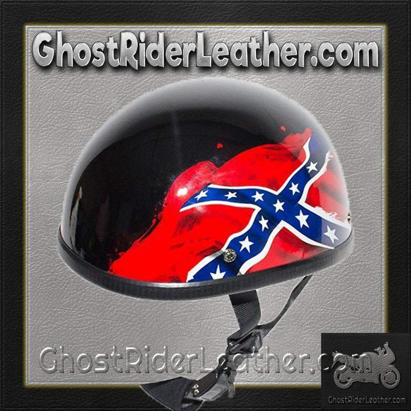 Novelty Motorcycle Helmet - Rebel Flag - Confederate - Shorty - H401-REBEL-DL Novelty Motorcycle Helmet - Rebel Flag - Confederate - Shorty - H401-REBEL-DL