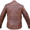 Leather Motorcycle Jacket - Men's - Cafe Brown - Racer - AL2077-AL