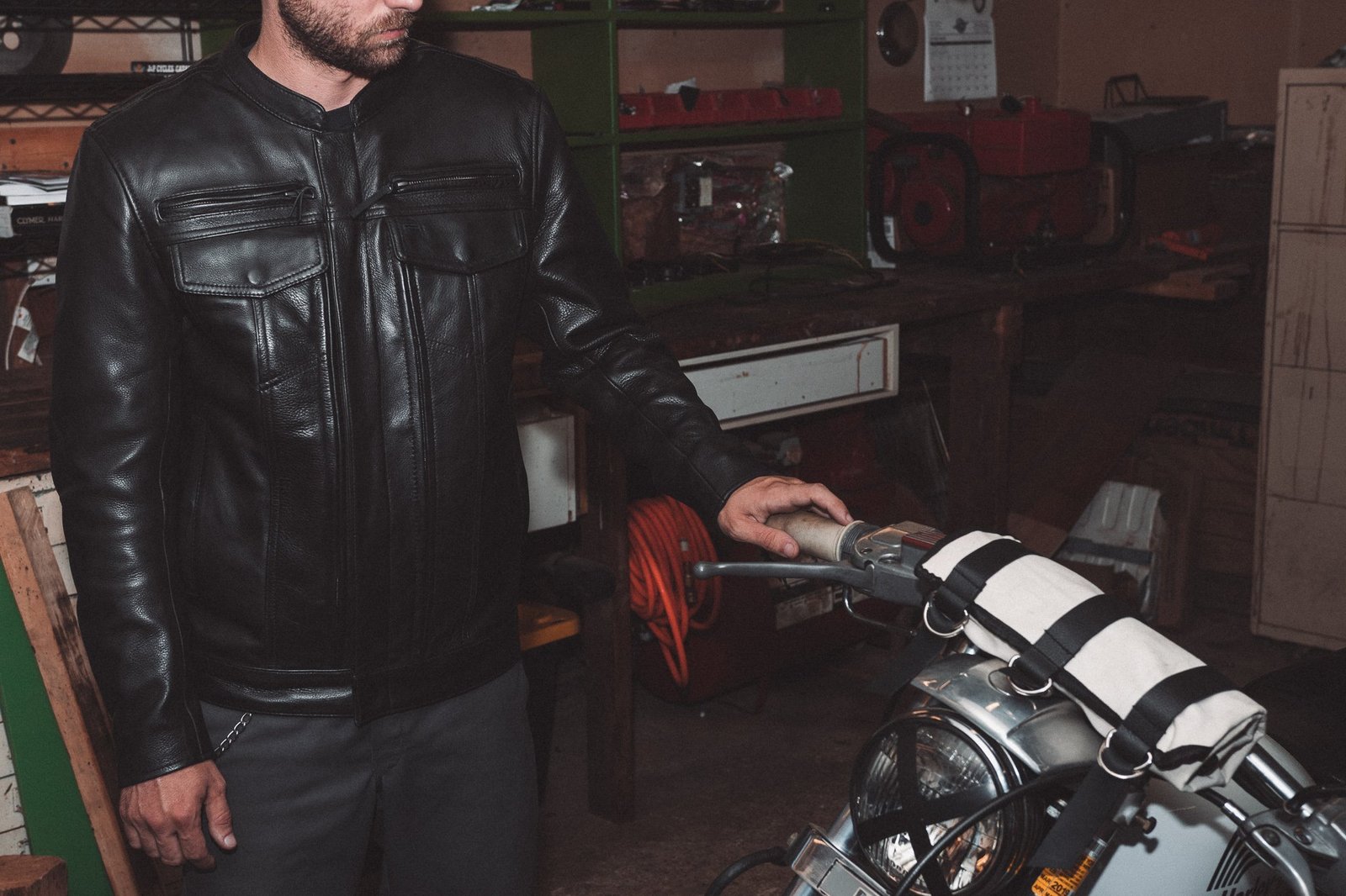 Leather Motorcycle Jacket - Men's - Black - Up To Size 8XL - Raider - FIM263CDMZ-FM
