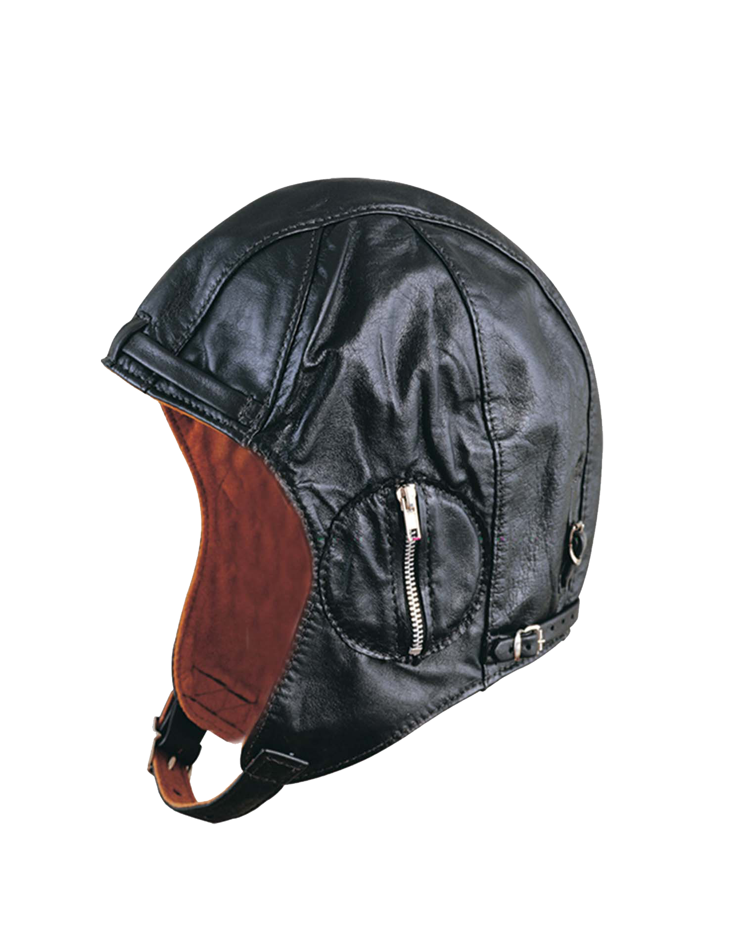 Leather Aviator Cap - Men's - Black and Red - Premium - 1381-00-UN