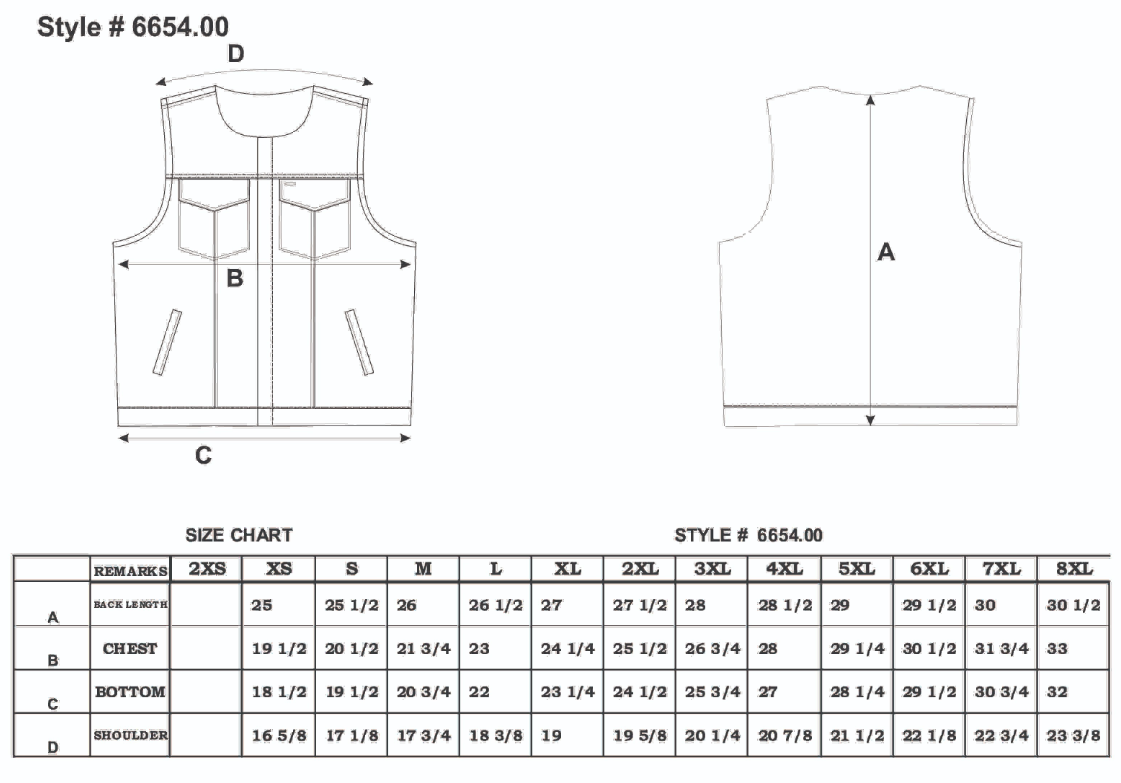 Leather Motorcycle Vest - Men's - Black Paisley Liner - Big Sizes - 4X 5X 6X 7X 8X - 6665-00-UN