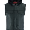 Leather Motorcycle Vest - Men's - Gun Pockets - Hoodie - Up To 12XL - Big and Tall - DS182-DS
