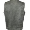 Leather Motorcycle Vest - Men's - Gray - Gun Pockets - Up To 12XL - DS191V-DS