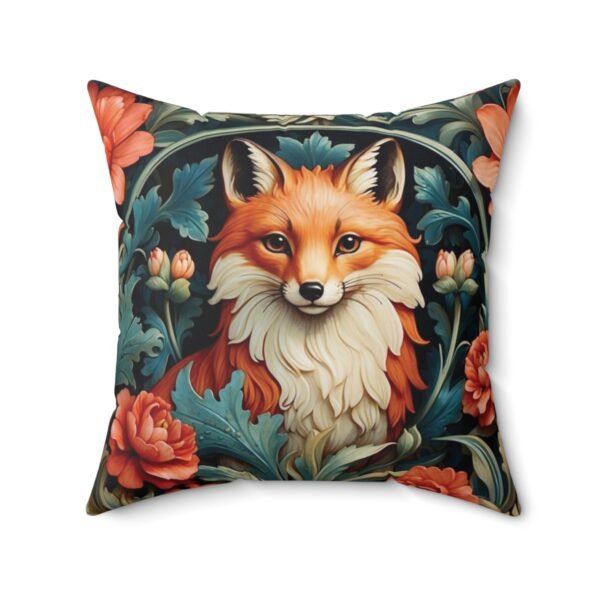 Fox and Flowers - Vintage Garden - Retro - Faux Suede Square Pillow