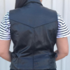 Leather Motorcycle Vest - Women's - Collar and Side Buckles - AL2305-AL