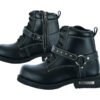 Leather Motorcycle Boots - Women's - Black - Side Zippers - DS9766-DS