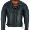 Men's Leather Motorcycle Jacket - Side Laces - Ventilated - Gun Pockets - DS777-DS