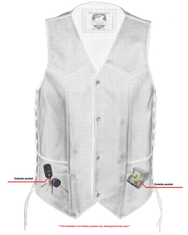 Leather Motorcycle Vest - Men's - Gun Pockets - Up To 8XL - DS122-DS