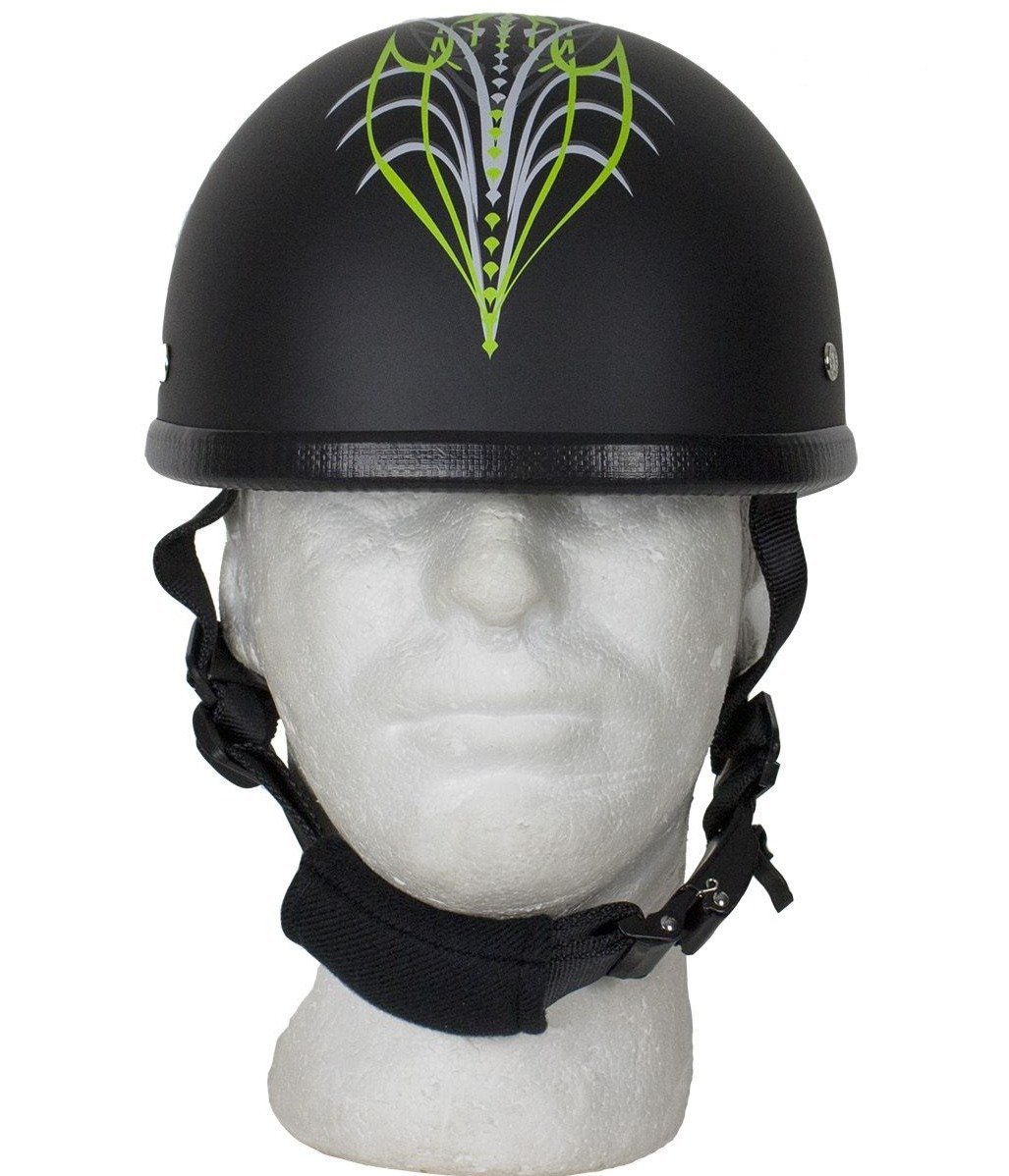 Novelty Motorcycle Helmet - Green Machine Tribal - Shorty - H501-D6-GREEN-DL Novelty Motorcycle Helmet - Green Machine Tribal - Shorty - H501-D6-GREEN-DL