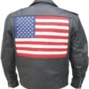 Leather Biker Jacket - Men's - American Flag on Back - AL2018-AL