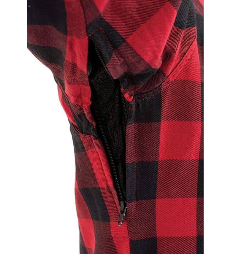 Flannel Motorcycle Shirt - Men's - Armor - Up To Size 5XL - Red Black Plaid - SHR11-CC-DL