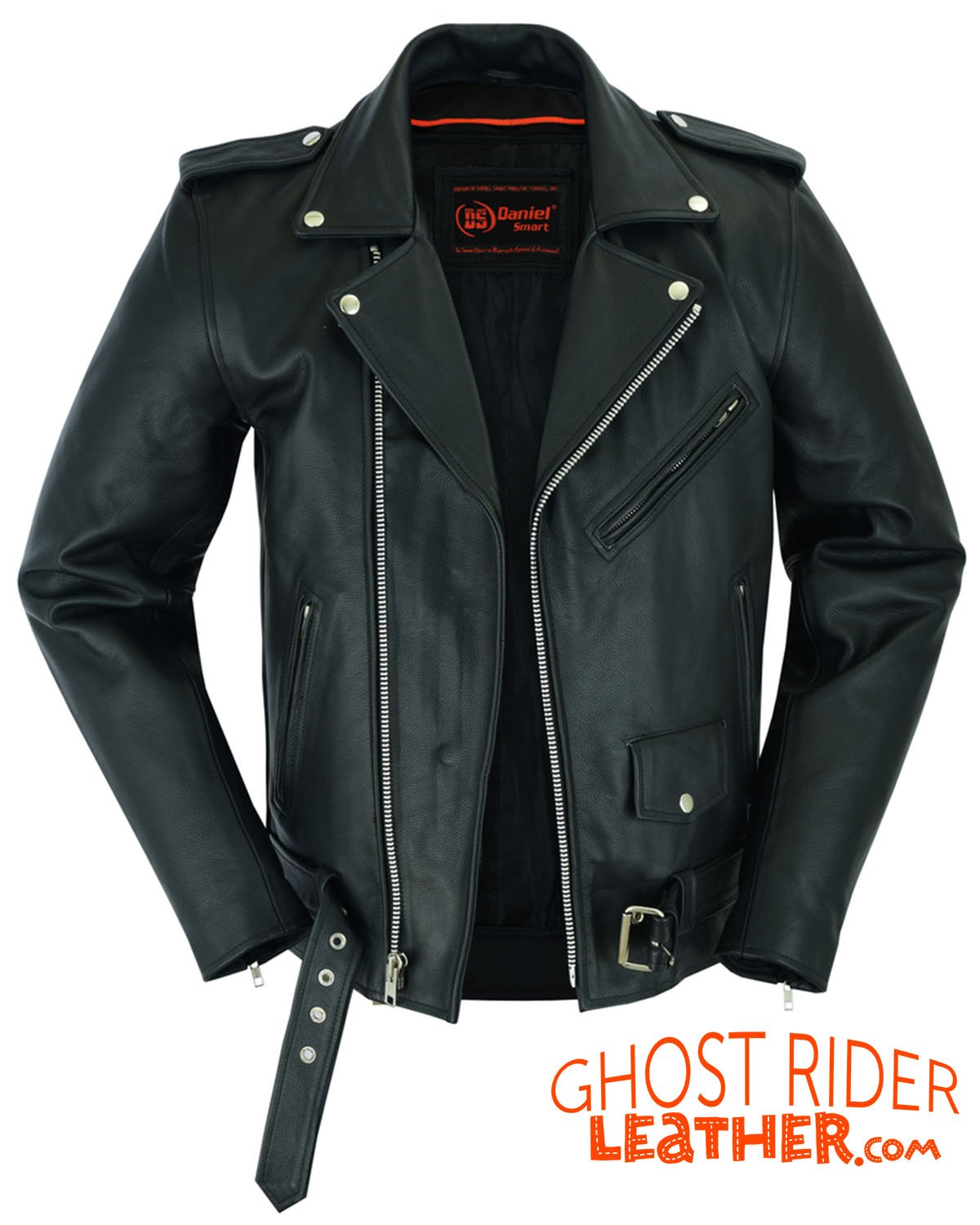 Leather Motorcycle Jacket - Men's - Police Style - Big and Tall - DS712TALL-DS
