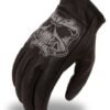 Leather Motorcycle Gloves - Men's - Short - Reflective Skull - Ghost - FI137GEL-FM