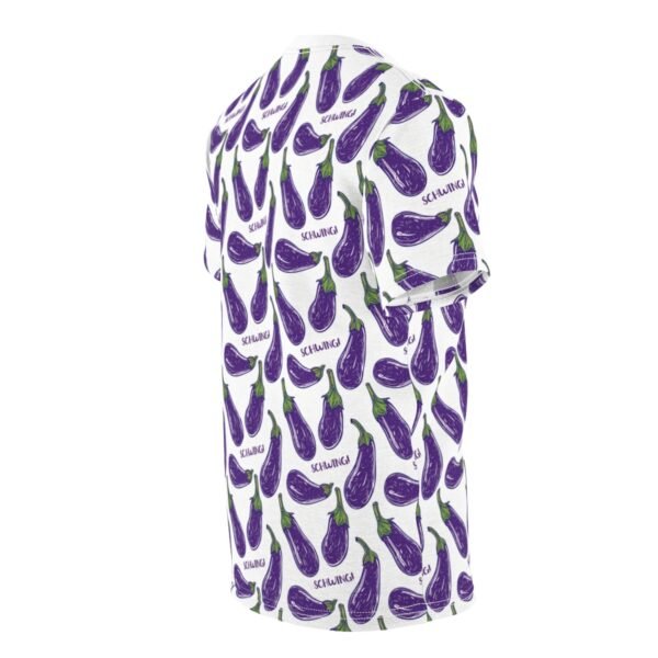 Doodle Eggplant Emoji - Text Schwing - Purple Green on White - Unisex Tee - T-Shirt