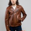 Men's Leather Motorcycle Jacket - Red Ford - Sid - WBM2803-FM