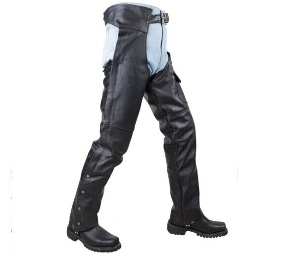 Leather Chaps - Men or Women - Plain - Motorcycle - Biker - C2325-04-DL