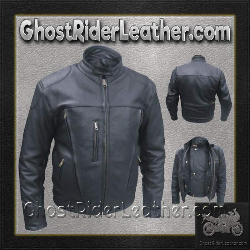 Mens Euro Racer Biker Leather Jacket With Vents / SKU GRL-AL2044-AL