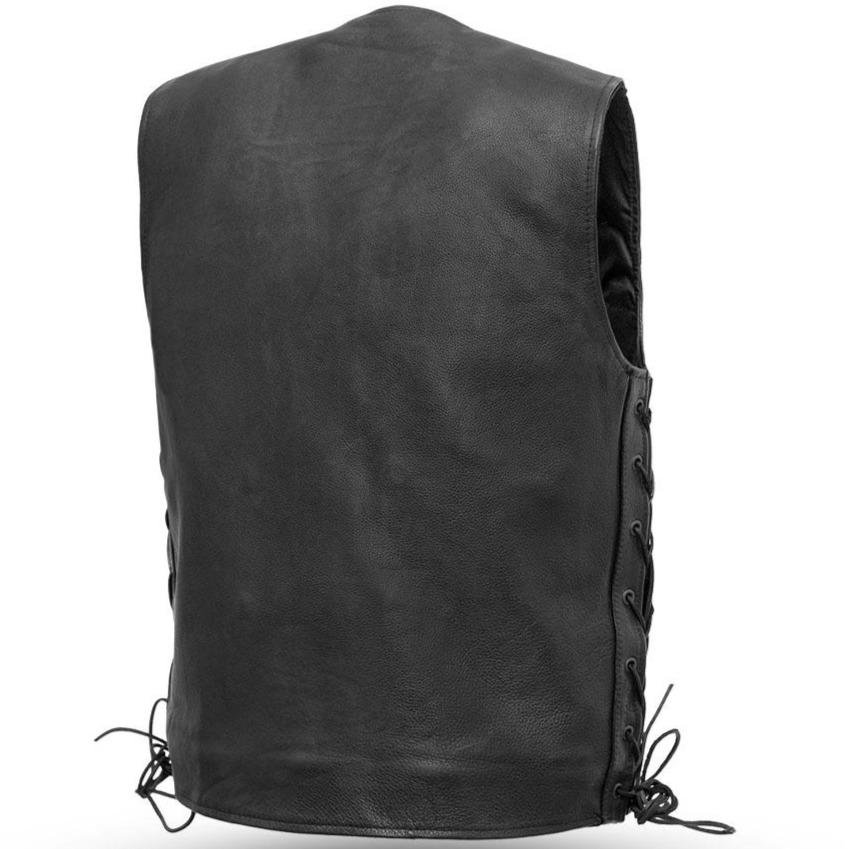 Leather Motorcycle Vest - Men's - Up To 8XL - Gambler - FIM618CFD-FM