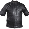 Men's Light Weight Leather Shirt with Short Sleeves - MJ822-11L-DL